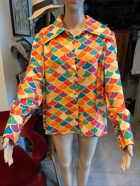 The Hippie Shake Colorful Scallop-Print Button-Down Shirt